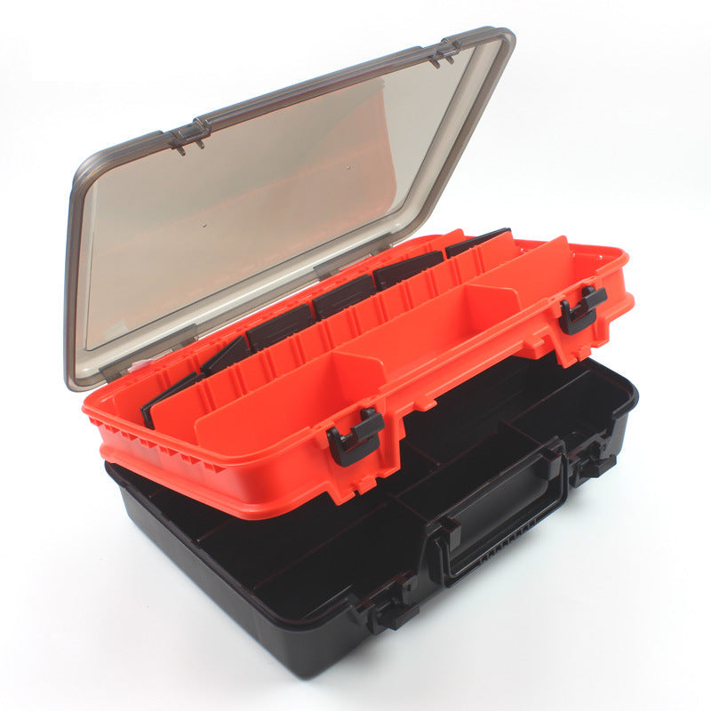 Fishing tackle storage box with compartments