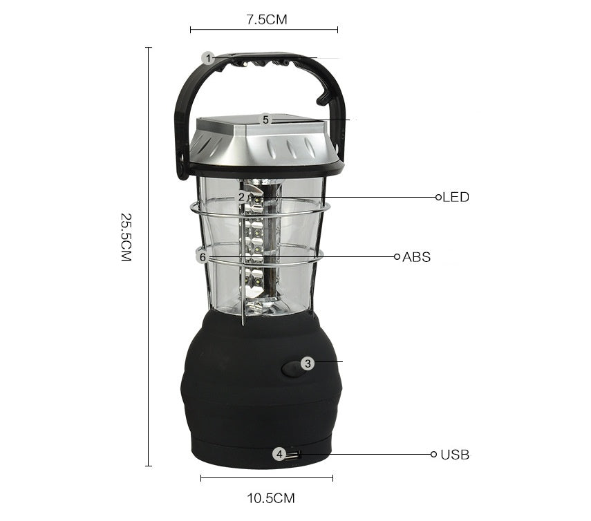 Portable outdoor lantern with USB charging