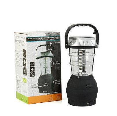 Compact emergency camping lantern with solar charging