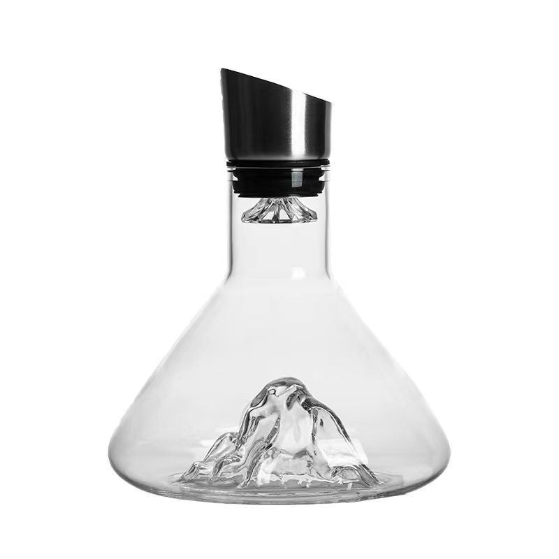 热销冰山瀑布醒酒器创意透明无铅水晶玻璃葡萄酒分配器酒吧用具快速醒酒器
